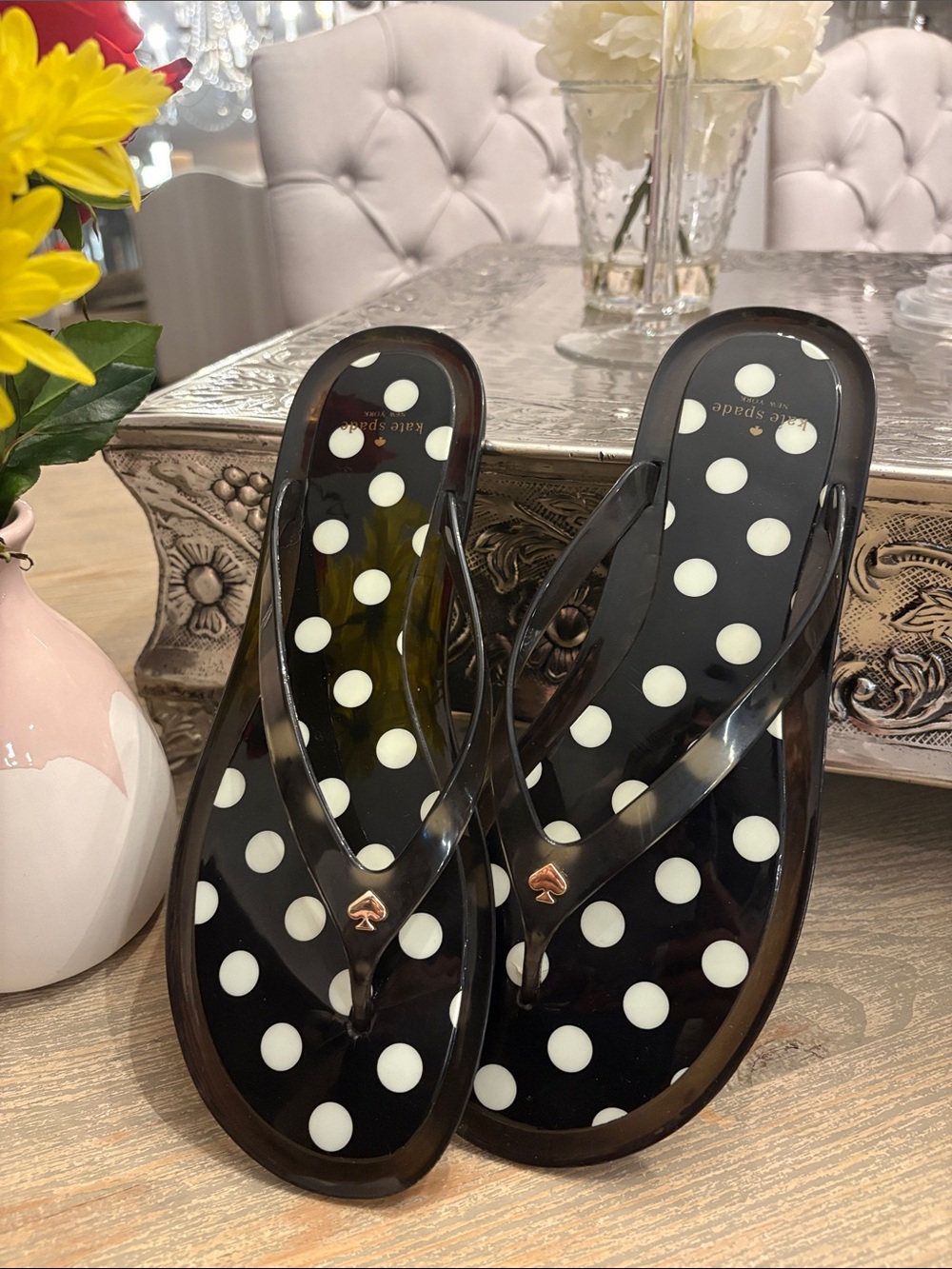 kate spade Black Polka Dot Jelly Sandals